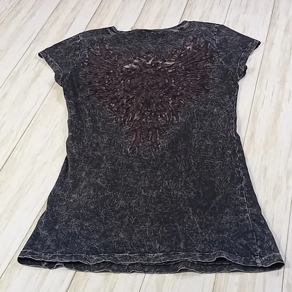 American age Acid Wash Lace Wing Back Tshirt Size M - Picture 10 of 14